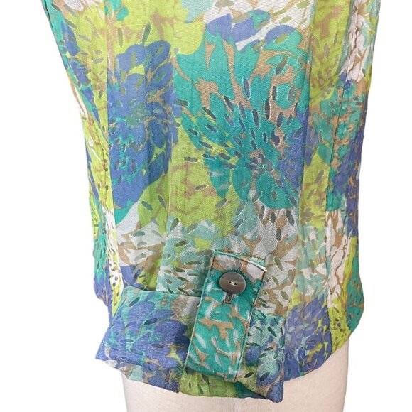 Ruby Road Floral Burnout Shacket Short Tab Sleeves Abalone Buttons Pockets 10P - Picture 6 of 9